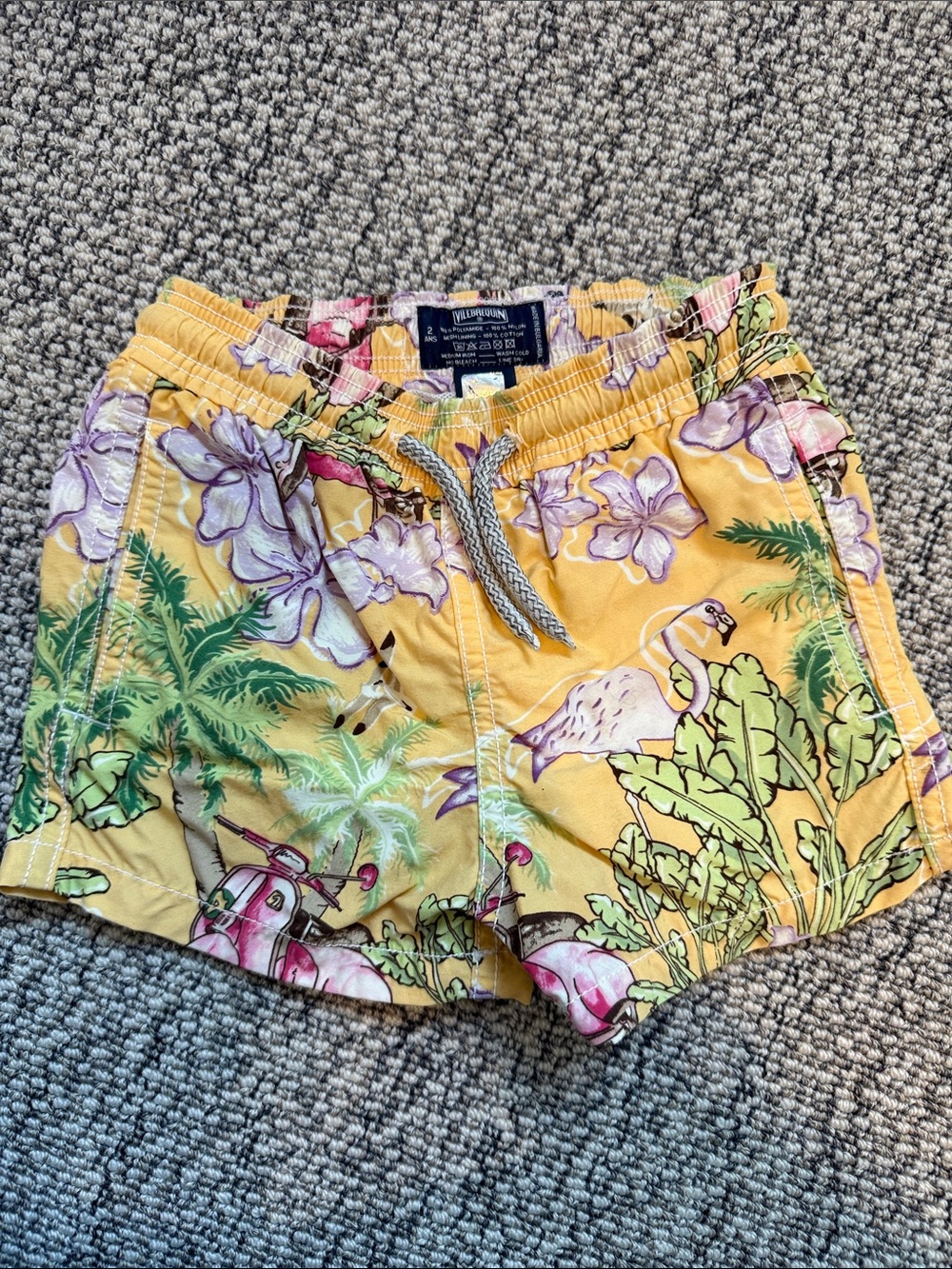 Yellow Tropical Print Toddler Swim Shorts